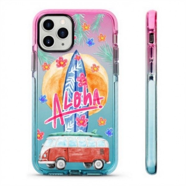 เคสโทรศัพท์โพลีคาร์บอเนต TPE TPU ไล่ระดับสีโทรศัพท์พร้อมภาพวาดและวงแหวนสีดำรอบ ๆ กล้อง