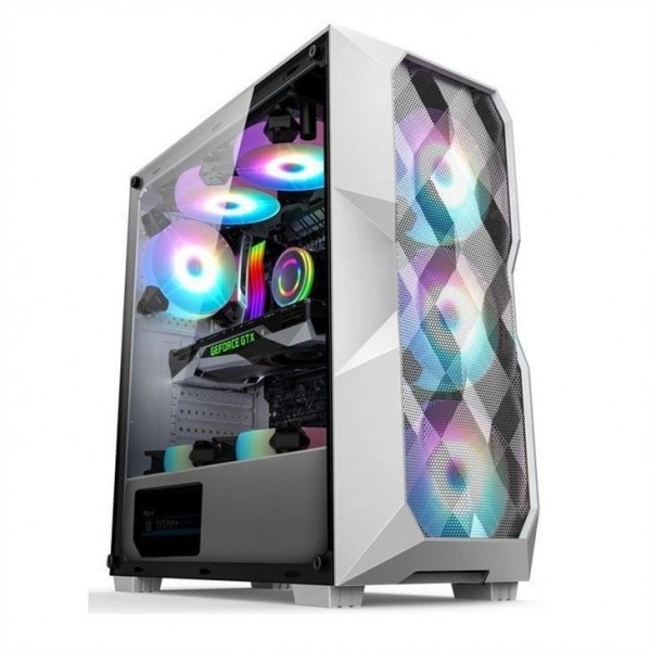 Airflow ARGB เคสคอมพิวเตอร์ Airflow ATX Mid-Tower พร้อมแผงด้านหน้าแบบ Polygonal Mesh ซึ่งรองรับไฟ ARGB ขนาด 12 ซม. สามดวง