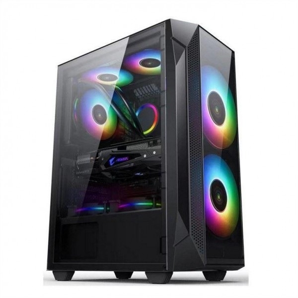 ETEK ATX/Matx คอมพิวเตอร์เคส แผ่นกระจกหมักบนด้านข้างและด้านหน้าสนับสนุนแฟน 2x14cm หรือ 3x12cm บนด้านหน้าสนับสนุน Rad