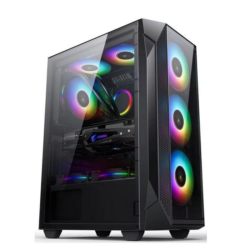 ETEK ATX/Matx คอมพิวเตอร์เคส แผ่นกระจกหมักบนด้านข้างและด้านหน้าสนับสนุนแฟน 2x14cm หรือ 3x12cm บนด้านหน้าสนับสนุน Rad
