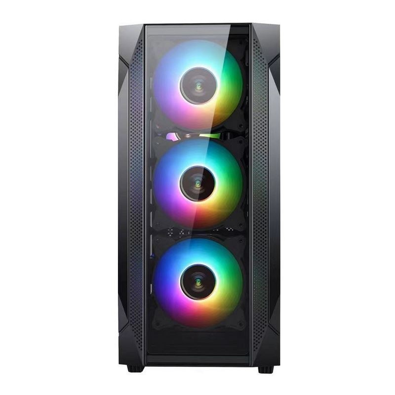 ETEK ATX/Matx คอมพิวเตอร์เคส แผ่นกระจกหมักบนด้านข้างและด้านหน้าสนับสนุนแฟน 2x14cm หรือ 3x12cm บนด้านหน้าสนับสนุน Rad