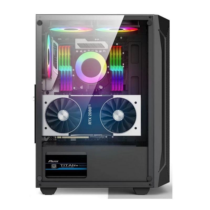 ETEK ATX/Matx คอมพิวเตอร์เคส แผ่นกระจกหมักบนด้านข้างและด้านหน้าสนับสนุนแฟน 2x14cm หรือ 3x12cm บนด้านหน้าสนับสนุน Rad