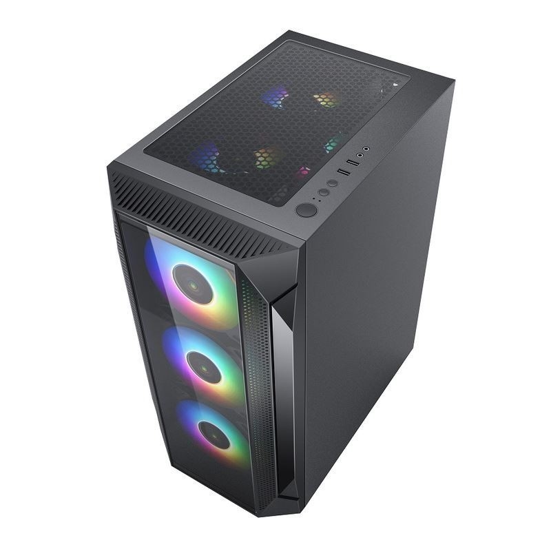 ETEK ATX/Matx คอมพิวเตอร์เคส แผ่นกระจกหมักบนด้านข้างและด้านหน้าสนับสนุนแฟน 2x14cm หรือ 3x12cm บนด้านหน้าสนับสนุน Rad