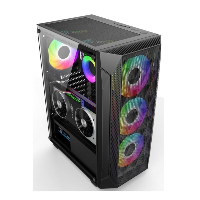 ETEK - ATX / Matx คอมพิวเตอร์เคส แผ่นกระจกหมักบนด้านกด Mesh แผนหน้าสนับสนุน แรเดียเตอร์เย็นด้วยน้ํา