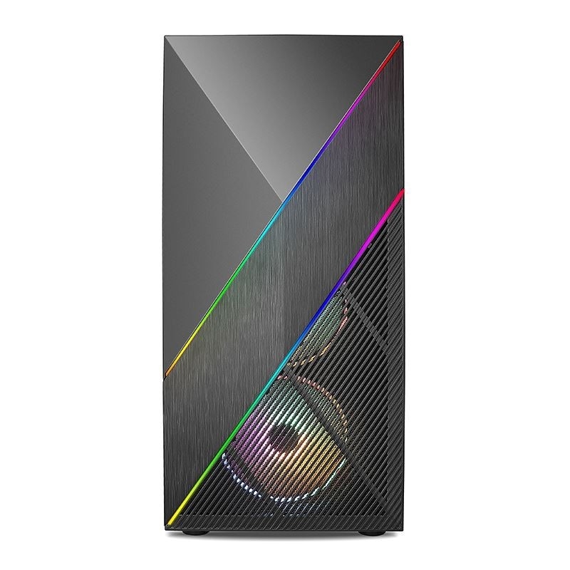 ETEK - PC Mid Tower Case แผนหน้าไม่เรียบร้อยและ Mesh พร้อม ARGB LED Strip, แผนข้างกระจกหมัด, แผน I / O ด้านบน