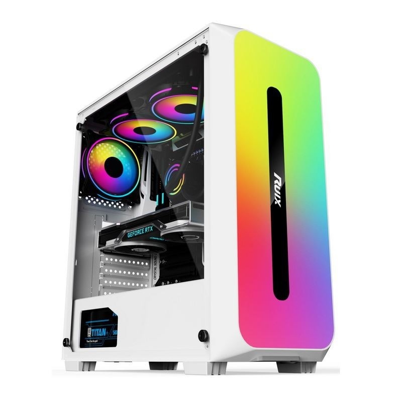Micro ATX /ATX/ITX CASE Dazzle ARGB Effect Front Panel Bottom Mount Power Supply มีให้เลือกสีดำและสีขาว