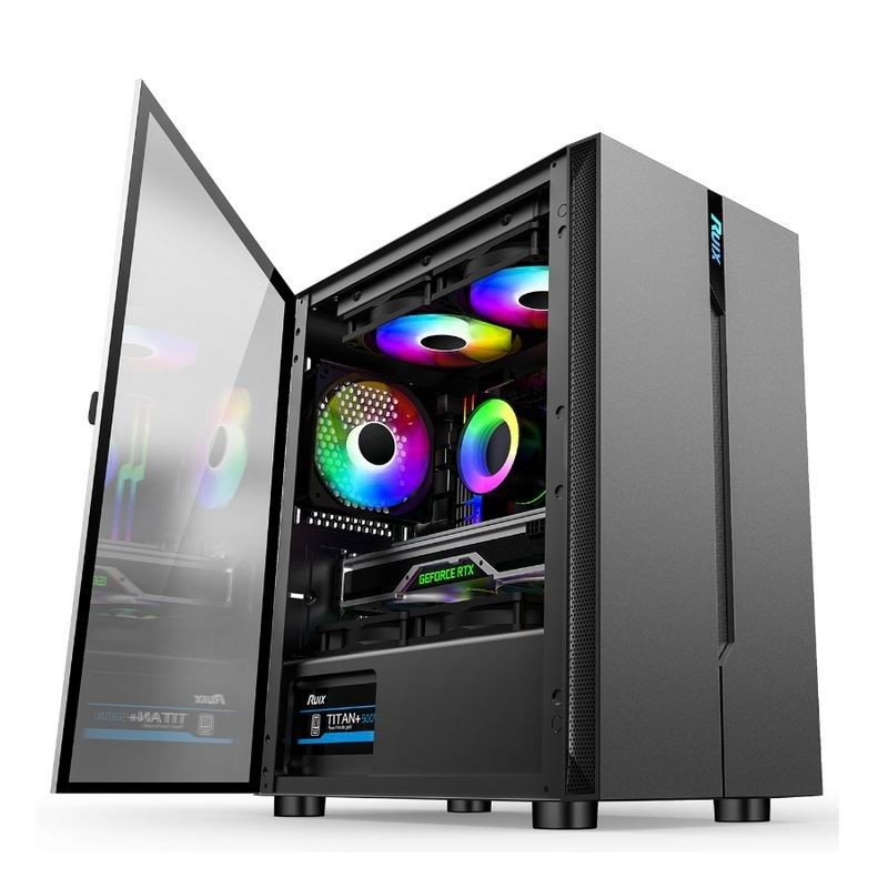 ETEK คอมพิวเตอร์เคส - เปิดปานีลซ้าย แหล่งไฟฟ้า ด้านล่าง Mount ติดตั้งแฟน RGB ง่ายและกว้างขวาง