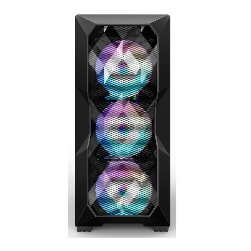 Airflow ARGB เคสคอมพิวเตอร์ Airflow ATX Mid-Tower พร้อมแผงด้านหน้าแบบ Polygonal Mesh ซึ่งรองรับไฟ ARGB ขนาด 12 ซม. สามดวง