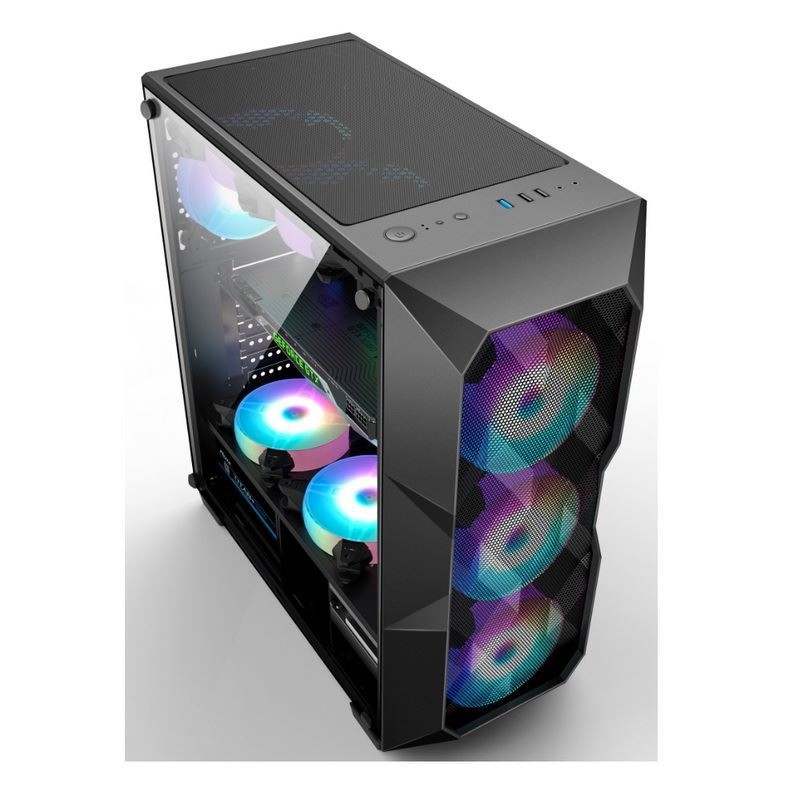 Airflow ARGB เคสคอมพิวเตอร์ Airflow ATX Mid-Tower พร้อมแผงด้านหน้าแบบ Polygonal Mesh ซึ่งรองรับไฟ ARGB ขนาด 12 ซม. สามดวง