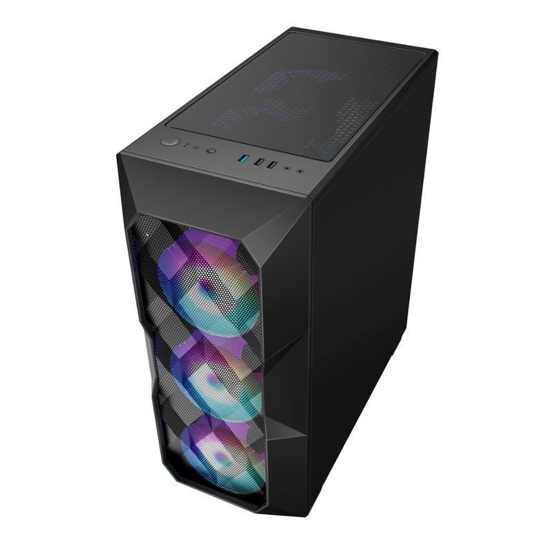Airflow ARGB เคสคอมพิวเตอร์ Airflow ATX Mid-Tower พร้อมแผงด้านหน้าแบบ Polygonal Mesh ซึ่งรองรับไฟ ARGB ขนาด 12 ซม. สามดวง