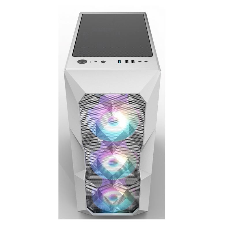 Airflow ARGB เคสคอมพิวเตอร์ Airflow ATX Mid-Tower พร้อมแผงด้านหน้าแบบ Polygonal Mesh ซึ่งรองรับไฟ ARGB ขนาด 12 ซม. สามดวง