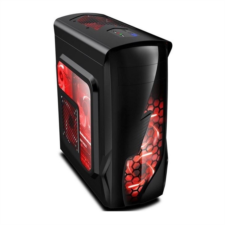 ETEK Airflow ATX มิดทาวเวอร์ พร้อมแผ่นหน้าเปลือกและโปร่งใส แผ่นด้านซ้ายครบครัน