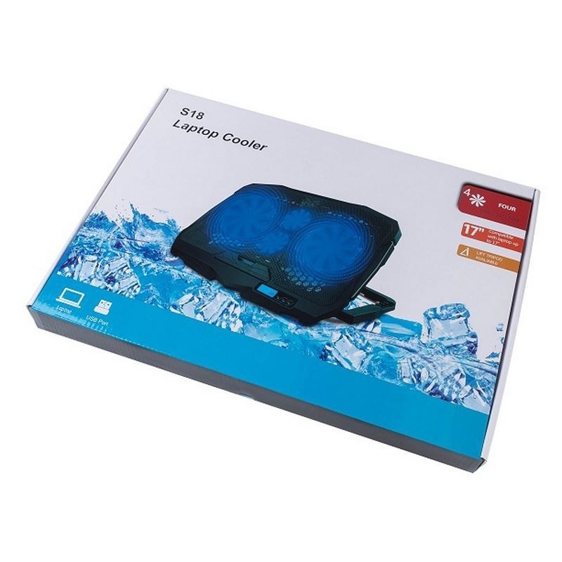 ETEK - เครื่องเย็นคอมพิวเตอร์แล็ปท็อป พร้อมจอข้อมูล 4 FANS 17Inch สําหรับจอใหญ่ Notebook การเย็นภายนอก