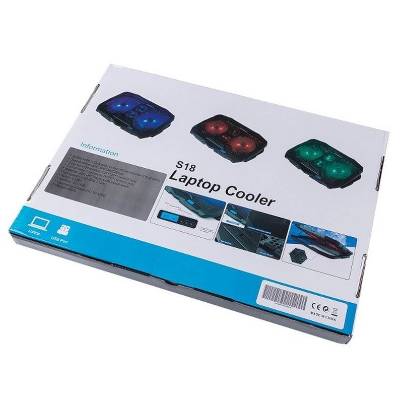ETEK - เครื่องเย็นคอมพิวเตอร์แล็ปท็อป พร้อมจอข้อมูล 4 FANS 17Inch สําหรับจอใหญ่ Notebook การเย็นภายนอก