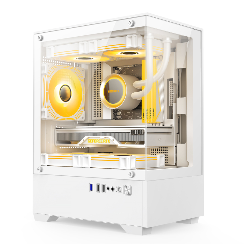 Micro-ATX ITX PC Gaming Case 1 HDD Bay 1 SSD Drive Bay ทั้งคู่ สีดํา ขาว