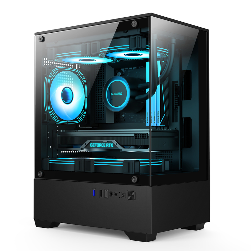 Micro-ATX ITX PC Gaming Case 1 HDD Bay 1 SSD Drive Bay ทั้งคู่ สีดํา ขาว
