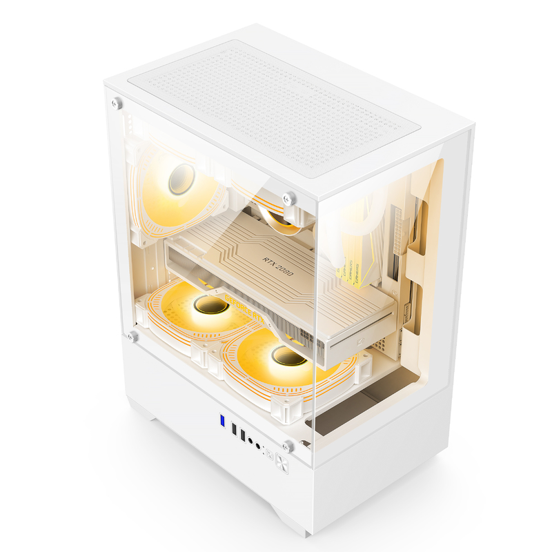 Micro-ATX ITX PC Gaming Case 1 HDD Bay 1 SSD Drive Bay ทั้งคู่ สีดํา ขาว