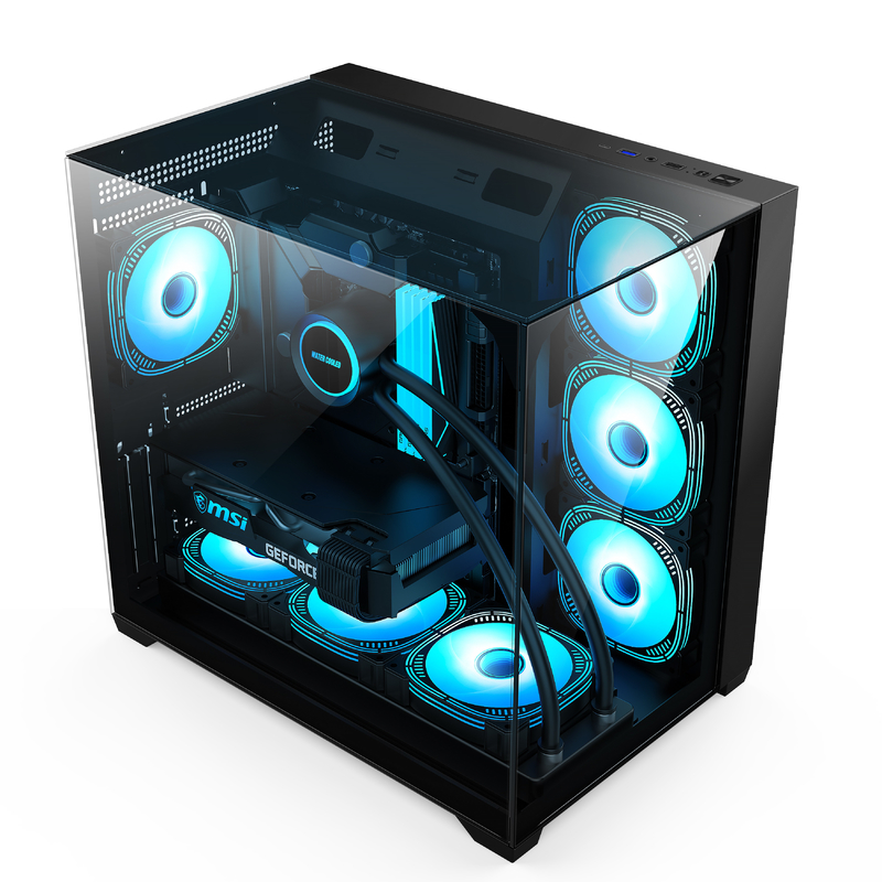 ชาซีกระจกสามด้านรองรับขนาดเต็ม ATX Motherboards คอมพิวเตอร์ Case สําหรับผู้ใช้งานที่ต้องการการขยายความเย็นที่ประสิทธิภาพ