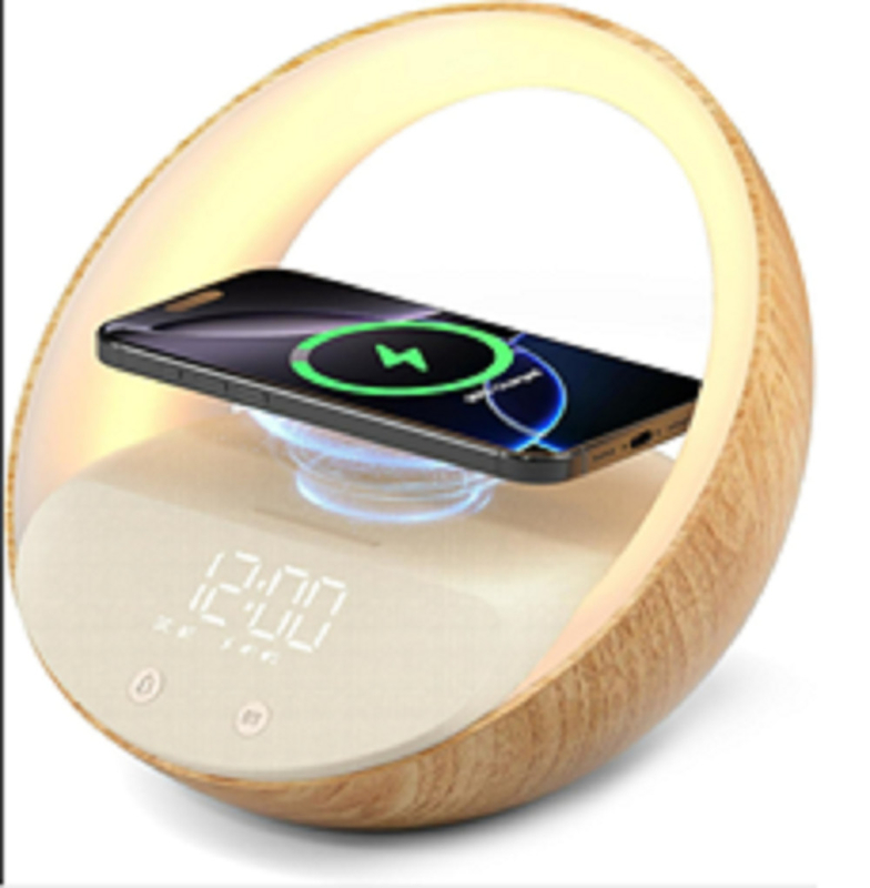 เครื่องเสียงชาร์จไร้สายหลายฟังก์ชัน การเชื่อมต่อ Bluetooth ไฟ LED และนาฬิกาปลุกสําหรับครอบครัว