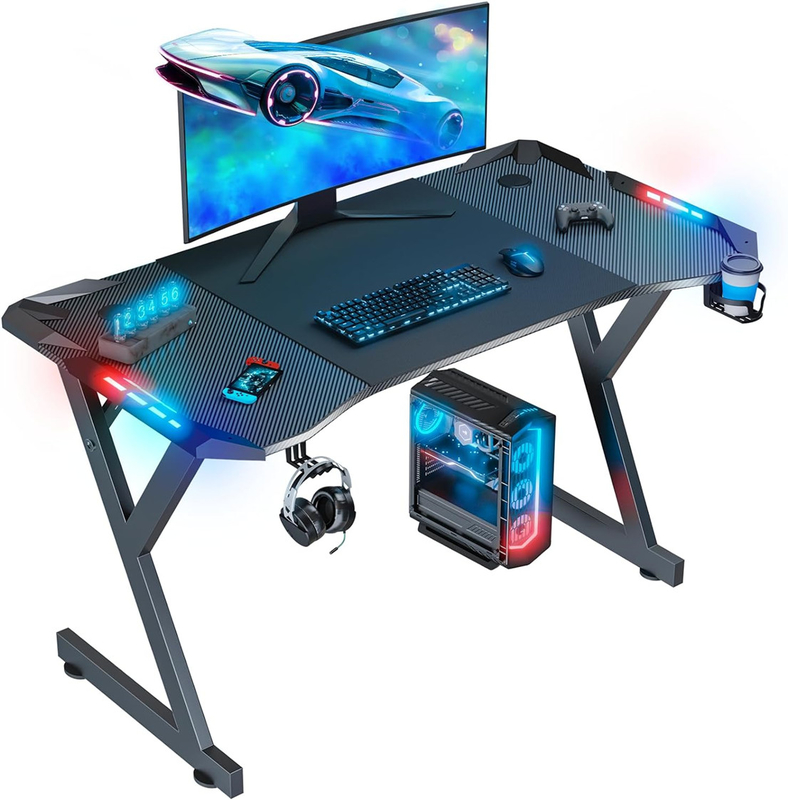 โต๊ะเกมส์ ด้วยการออกแบบแบบเออร์กอนอมิค สายไฟคาร์บอน ปลาย LED ไฟฟ้าสะดวกสบาย สําหรับพื้นที่อาศัยหรือเกมส์