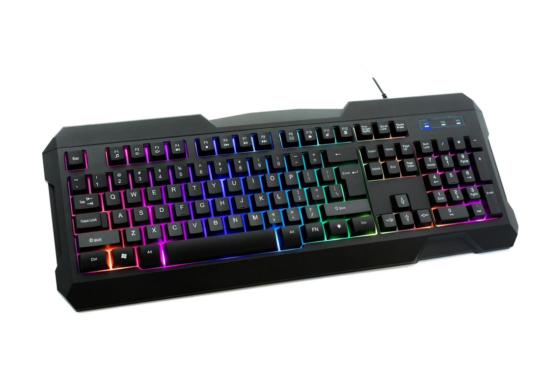 คีย์บอร์ดเกมส์แบบสีรุ้ง มี 104 คีย์ สายเชื่อม A2.8 เมตร สําหรับนักเกมมืออาชีพสํานักงาน