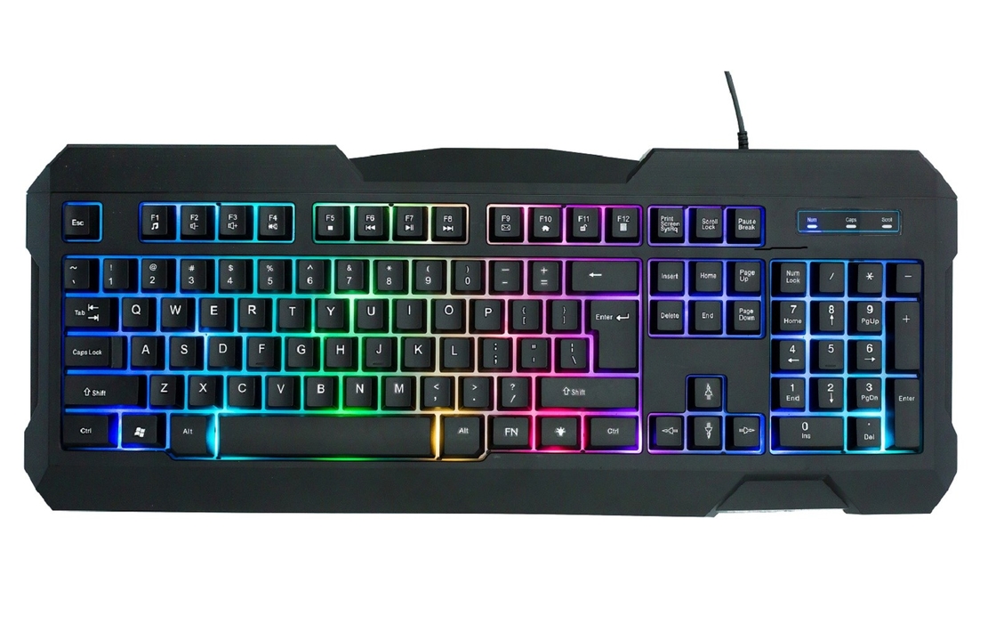 คีย์บอร์ดเกมส์แบบสีรุ้ง มี 104 คีย์ สายเชื่อม A2.8 เมตร สําหรับนักเกมมืออาชีพสํานักงาน