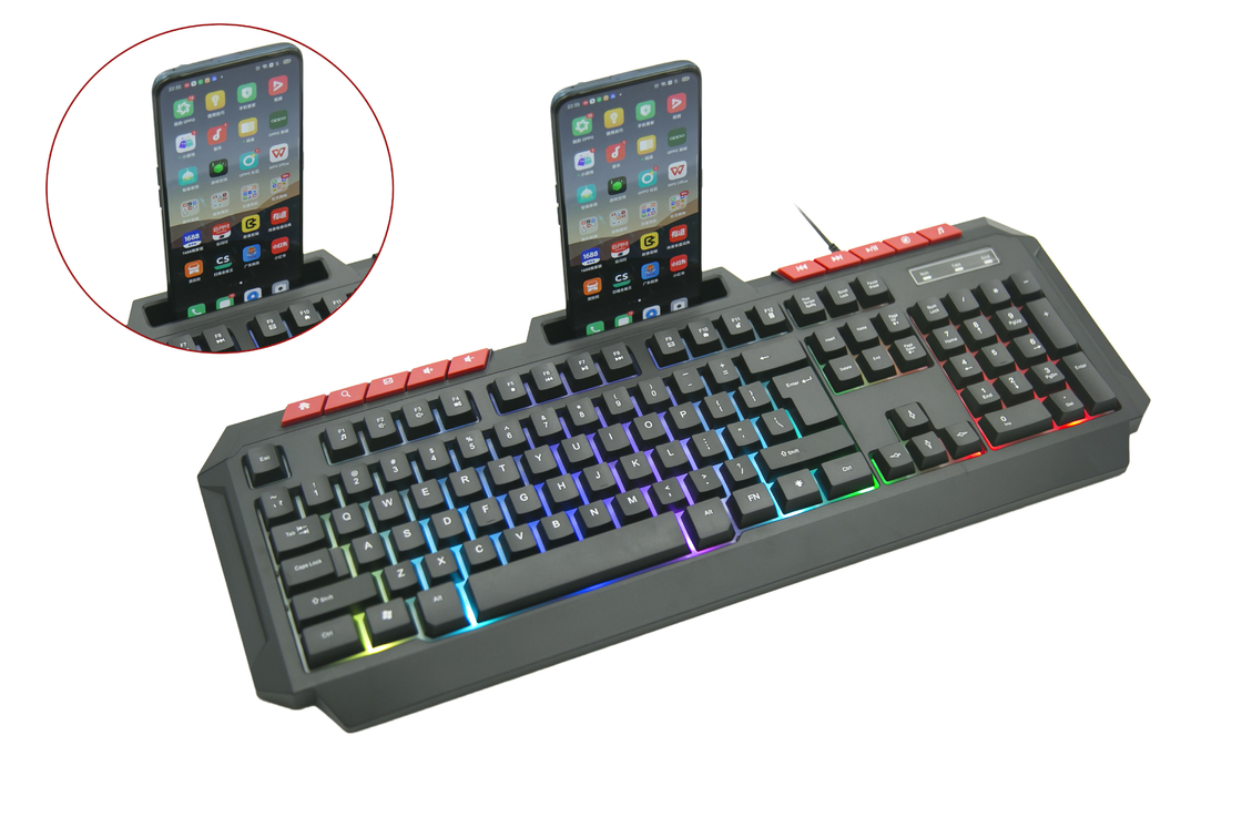 คีย์บอร์ดเล่นเกม Rainbow Backlit พกพาที่สามารถปรับแต่งได้ ด้วย 104 คีย์ และ 10 คีย์ฮอต สําหรับผู้ใช้งานที่ต้องการทํางานที่มีประสิทธิภาพ