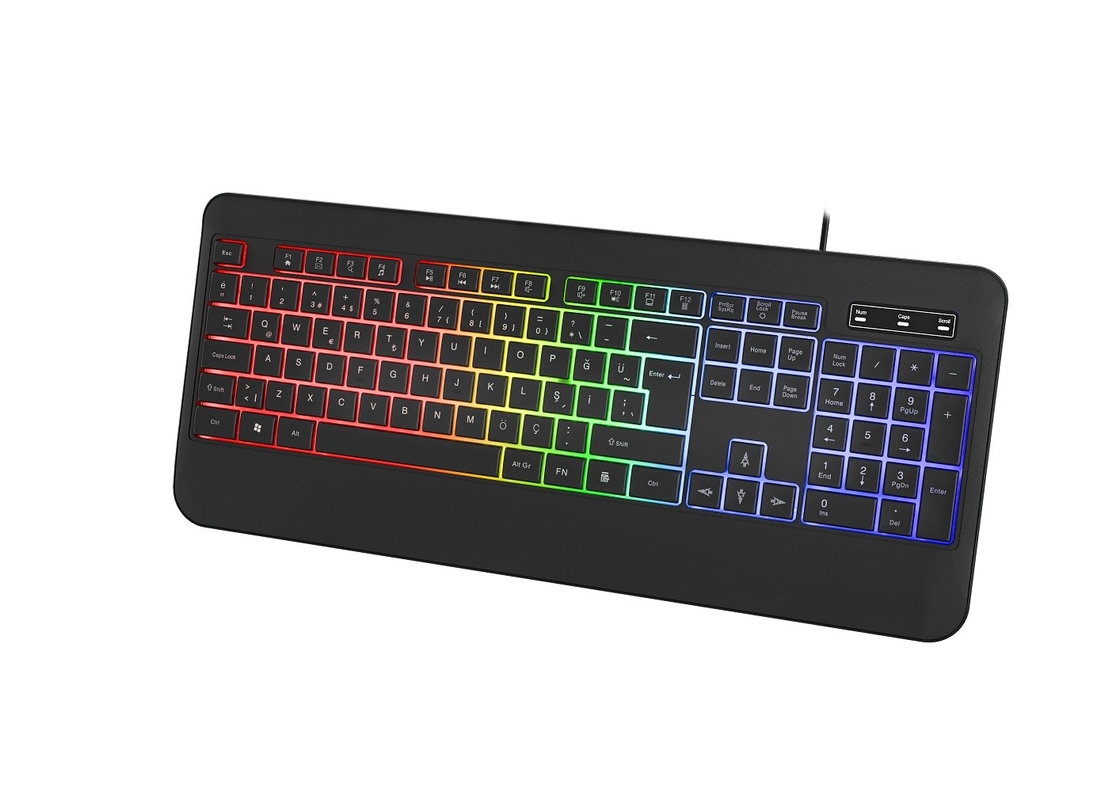 RGB Backlight In Non-breathing Light Mode Keyboard With Carbon Fiber Film สําหรับเกมส์ นักเทคโนโลยีชื่นชอบ