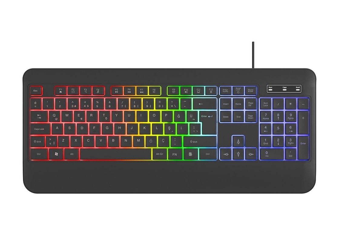 RGB Backlight In Non-breathing Light Mode Keyboard With Carbon Fiber Film สําหรับเกมส์ นักเทคโนโลยีชื่นชอบ