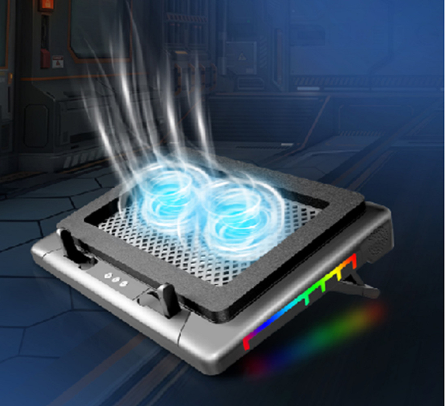 ตู้เย็นคอมพิวเตอร์แล็ปท็อป พร้อมแสง RGB แฟน 14 ซม. 2 แฟนทํางานที่ 1400±10% RPM 7 ระดับของการปรับความสูงสําหรับนักเกม
