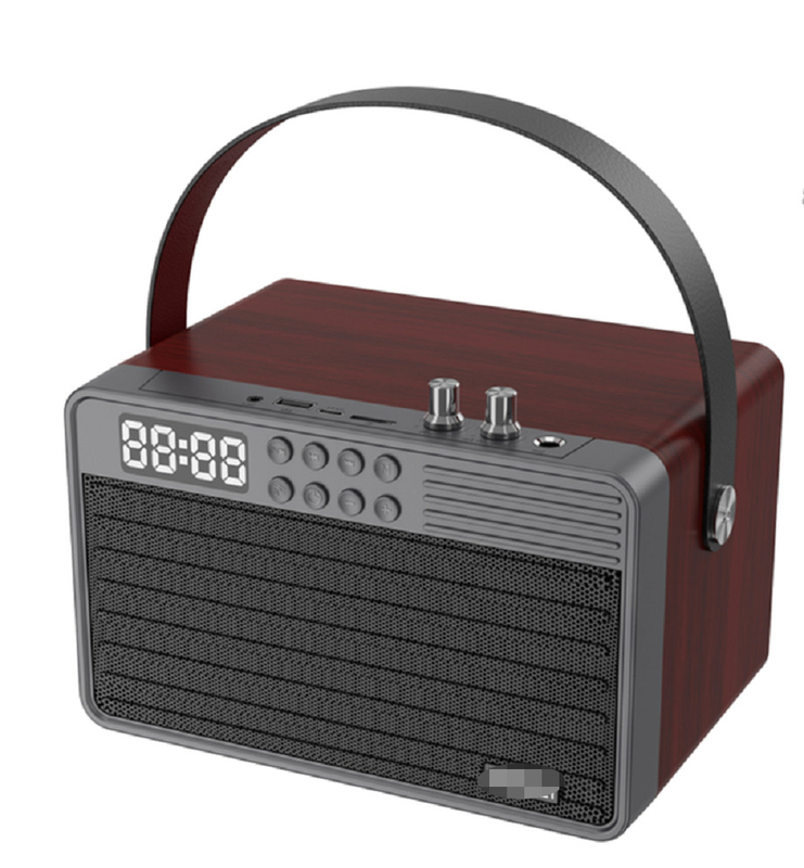 รองรับ Bluetooth AUX TF Card U Disk FM Radio ไมโครโฟนไร้สาย ไม้ ABS วัสดุเหล็ก Mesh แบตเตอรี่ 2400mAh