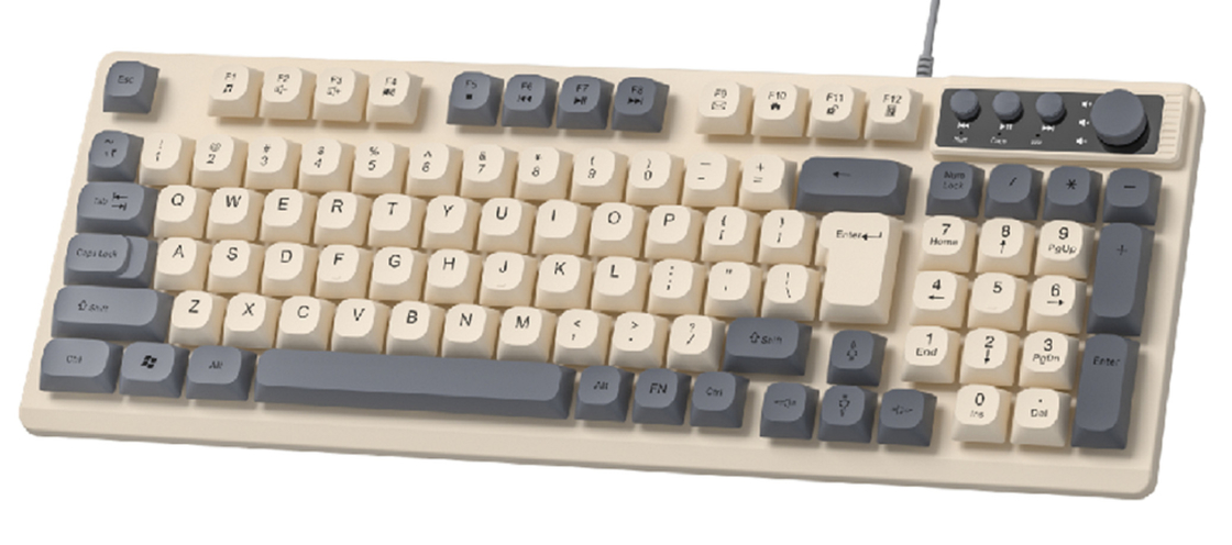 94+4 คีย์ การออกแบบคอมแพคต์ รองรับ FN + F1-F12 ทางลัด USB Plug-and-play น้ําหนักเบาสําหรับพนักงานสํานักงาน