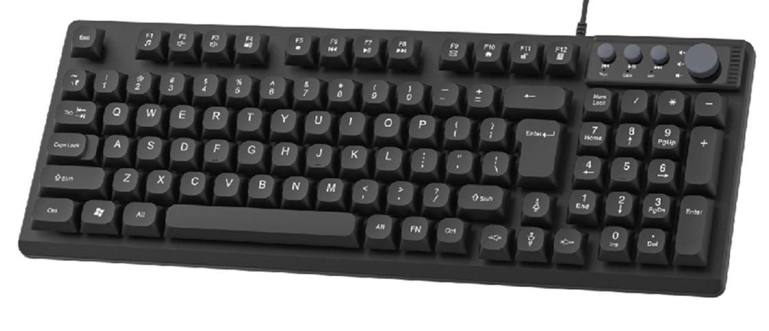 94+4 คีย์ การออกแบบคอมแพคต์ รองรับ FN + F1-F12 ทางลัด USB Plug-and-play น้ําหนักเบาสําหรับพนักงานสํานักงาน