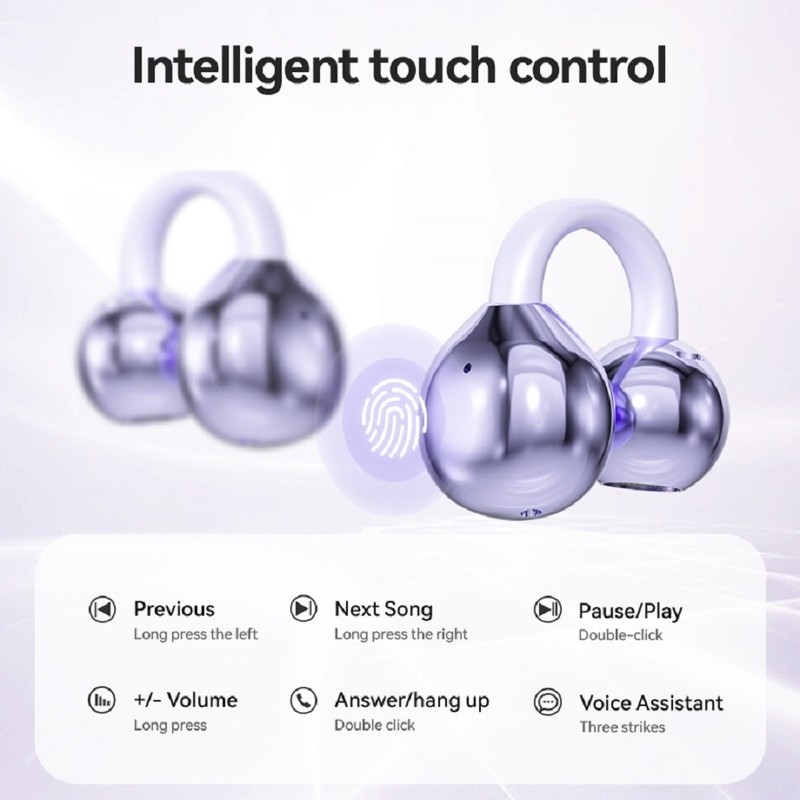 BT 5.4 3D Ergonomic Design Bluetooth Headphone Earphone สูงสุด 5 ชั่วโมงต่อการเรียก ความดันแบบเดียวกัน ในหมอก สีม่วง นม ชา ผิวหนัง โอบซิเดียน สีดํา