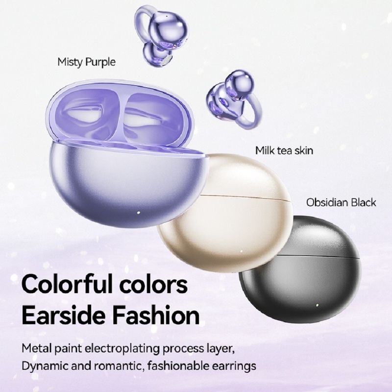 BT 5.4 3D Ergonomic Design Bluetooth Headphone Earphone สูงสุด 5 ชั่วโมงต่อการเรียก ความดันแบบเดียวกัน ในหมอก สีม่วง นม ชา ผิวหนัง โอบซิเดียน สีดํา