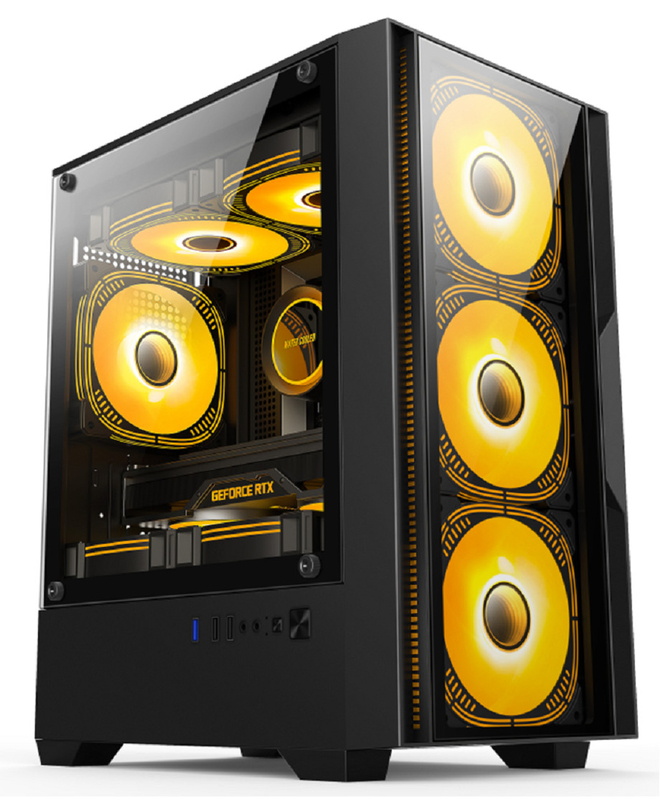 สอดคล้องกับ M-ATX/ITX Motherboards การติดตั้งแบบสองแบบ ลายแบบ 5-แฟน การส่องแสงด้านหน้า Panoramic Case คอมพิวเตอร์สําหรับเกมส์ระดับกลาง