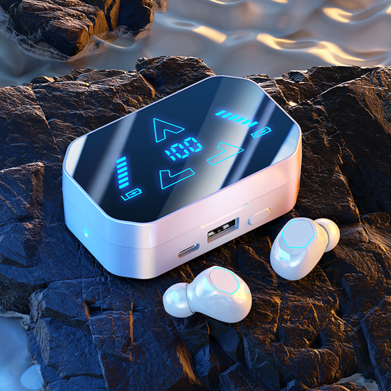 บลูทูธ 53, F10 หูฟังในหูกันน้ําและกันฝุ่น พร้อมจอดิจิตอล ออกแบบแบบ ergonomic สําหรับการใช้งานเกมกีฬา