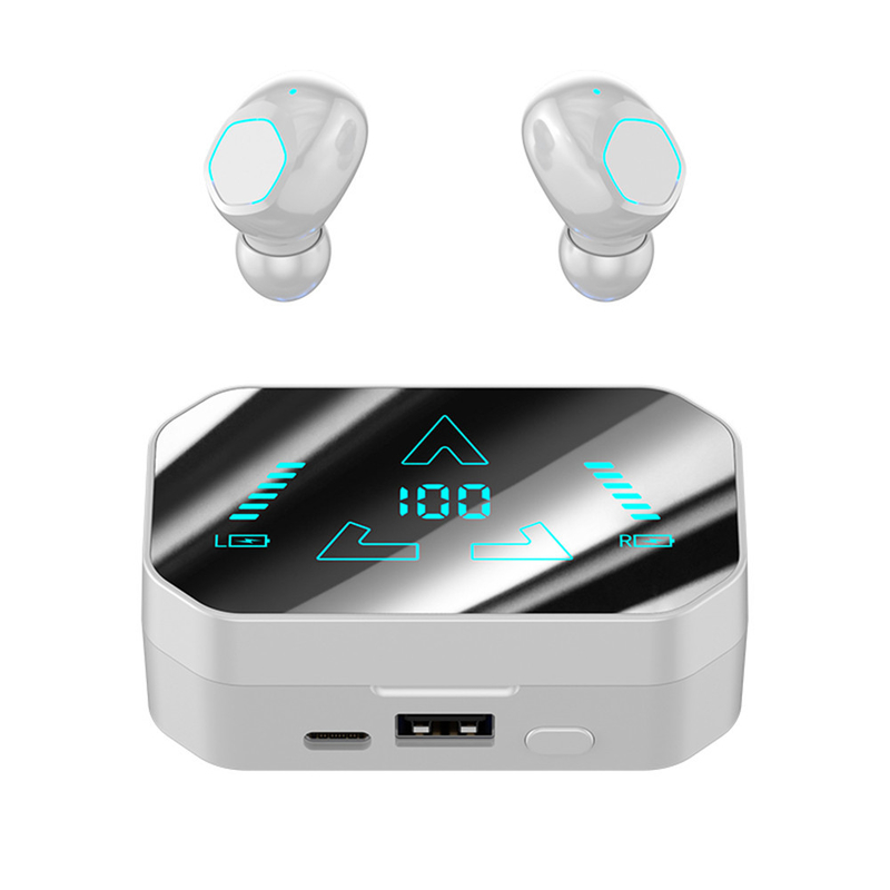 บลูทูธ 53, F10 หูฟังในหูกันน้ําและกันฝุ่น พร้อมจอดิจิตอล ออกแบบแบบ ergonomic สําหรับการใช้งานเกมกีฬา