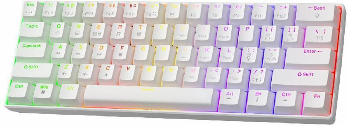 คีย์บอร์ดเครื่องจักรกลขนาดเล็ก 68 คีย์ พร้อมแสงเบื้องหลัง RGB ที่สามารถปรับแต่งได้ สวิตช์ที่สามารถเปลี่ยนได้ด้วยการสลับร้อน และการเชื่อมต่อ USB