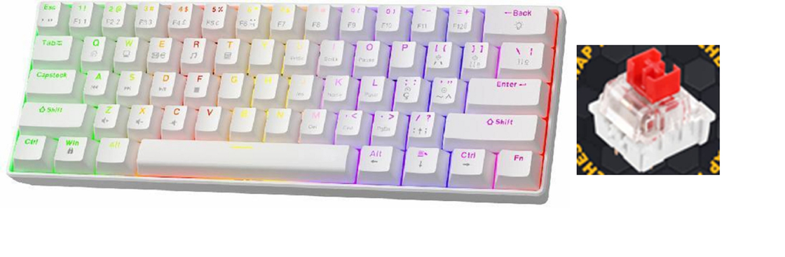 คีย์บอร์ดเครื่องจักรกลขนาดเล็ก 68 คีย์ พร้อมแสงเบื้องหลัง RGB ที่สามารถปรับแต่งได้ สวิตช์ที่สามารถเปลี่ยนได้ด้วยการสลับร้อน และการเชื่อมต่อ USB