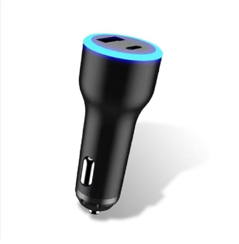 รองรับ USB-C PD 65W 20V/3.25A การชาร์จไวของคอมพิวเตอร์+USB-A QC 18W ABS+PC วัสดุกันไฟ สีฟ้า LED Indicator Light