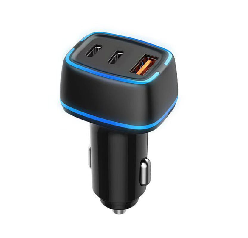 เอาต์พุตสามพอร์ต กำลังไฟรวม 78W อินพุต DC 12-24V รองรับการชาร์จเร็ว PD/QC ผลิตจากวัสดุ ABS+PC ทนไฟ