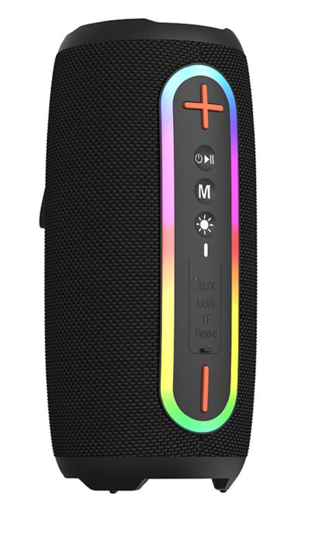 Bluetooth 5.3 2 * 10W เครื่องเสียง แบตเตอรี่ 2400mAh พร้อมการชาร์จประเภท C RGB แสงสว่างรอบตัว
