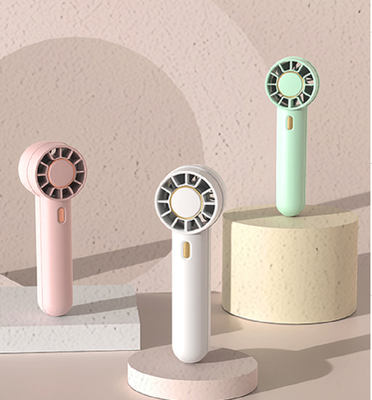 วัสดุ ABS 3-Speed Type-C Rechargeable Mini Fan 6H Runtime แบตเตอรี่ 1200mAh สีขาว สีเขียว สีชมพู