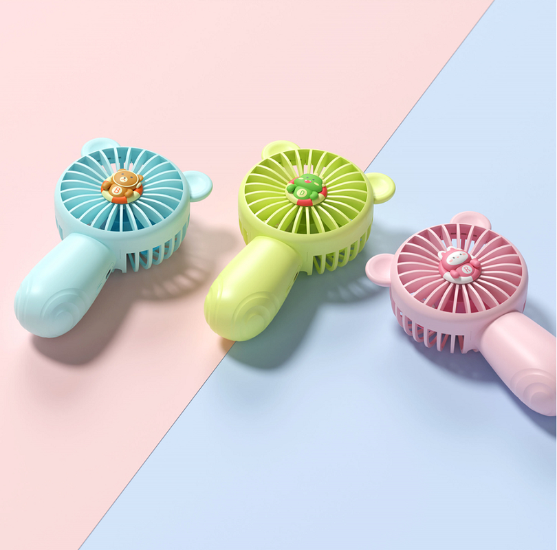 พัดลมมือถือขนาดเล็ก USB แบตเตอรี่ 500mAh วัสดุ ABS+PP ปลอดภัย พัดลมพกพาสำหรับสำนักงานพร้อมสายชาร์จ