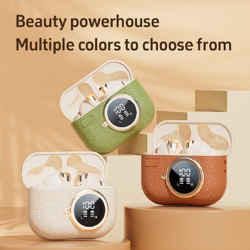 หูฟังไร้สาย Bluetooth 5.4 ANC รุ่น F10 ลำโพง เคส 300mAh ชาร์จเร็ว Type-C สีน้ำตาลเข้ม สีเขียว