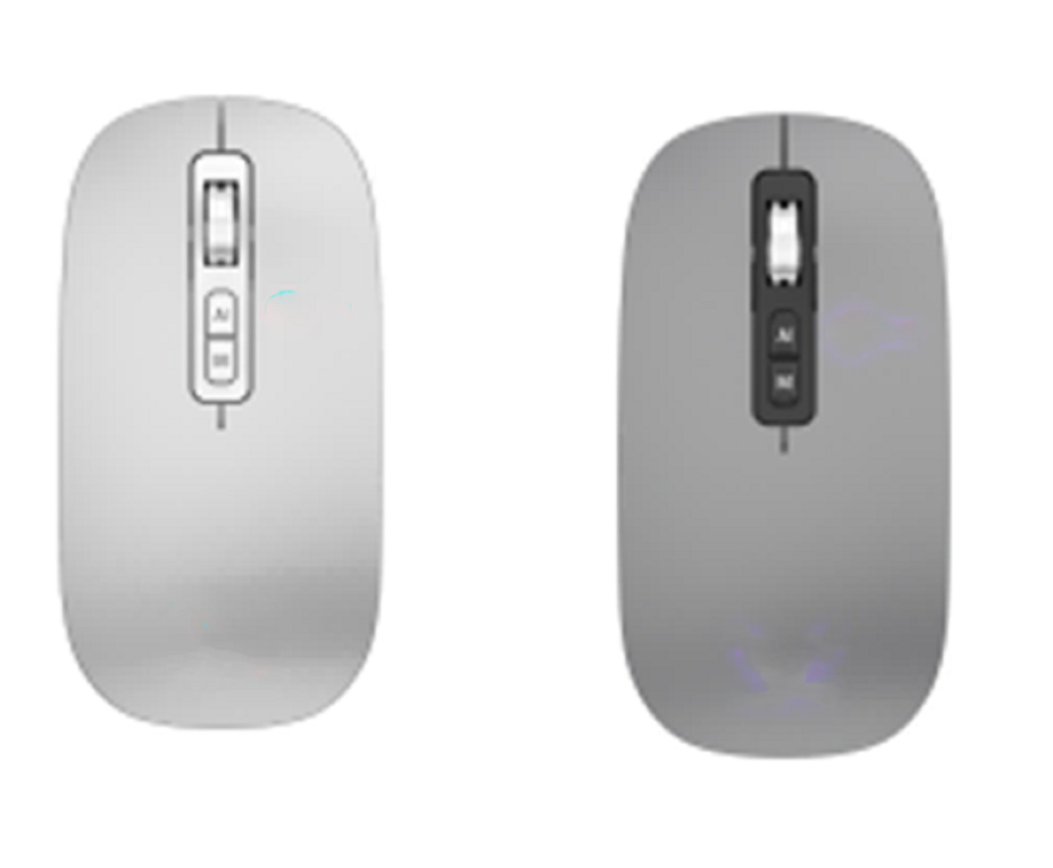 2.4G Wireless And Bluetooth AI Mouse ให้การปรับ DPI 800/1200/1600 สีเทาเงินโปร่งใส