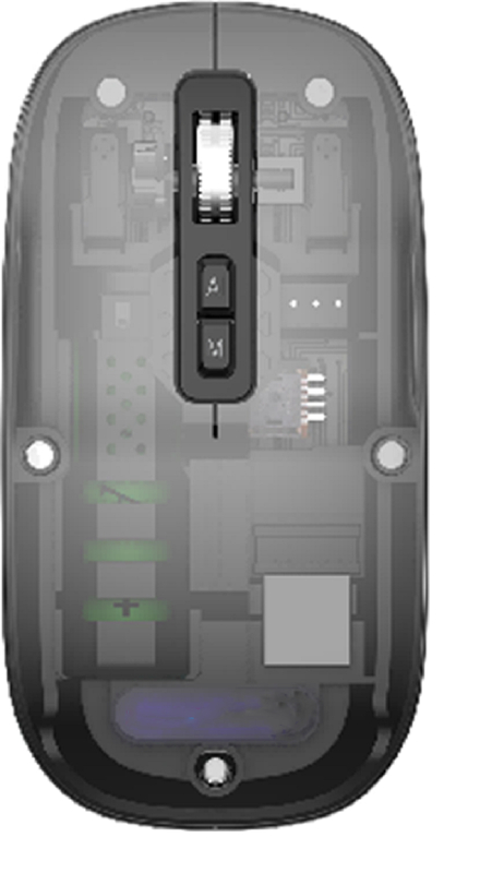 2.4G Wireless And Bluetooth AI Mouse ให้การปรับ DPI 800/1200/1600 สีเทาเงินโปร่งใส