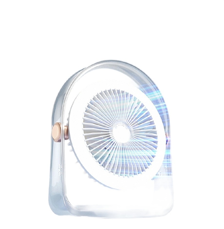 พัดลมสีขาว เทา เขียว สามสี พร้อม PETG + มอเตอร์ไร้แปรงถ่าน แบตเตอรี่ 1200mAh ปรับแรงลมได้ 3 ระดับ 2-6W + ปรับแสงไฟได้ 3 ระดับ