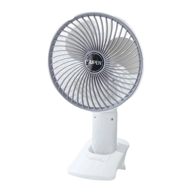 4-in-1 Multi-Position Grey Fan ((Clip/Hang/Stand/Handheld), สองรุ่น: แฟนแบตเตอรี่ 3 ความเร็ว, แฟนพับตรง 1 ความเร็ว